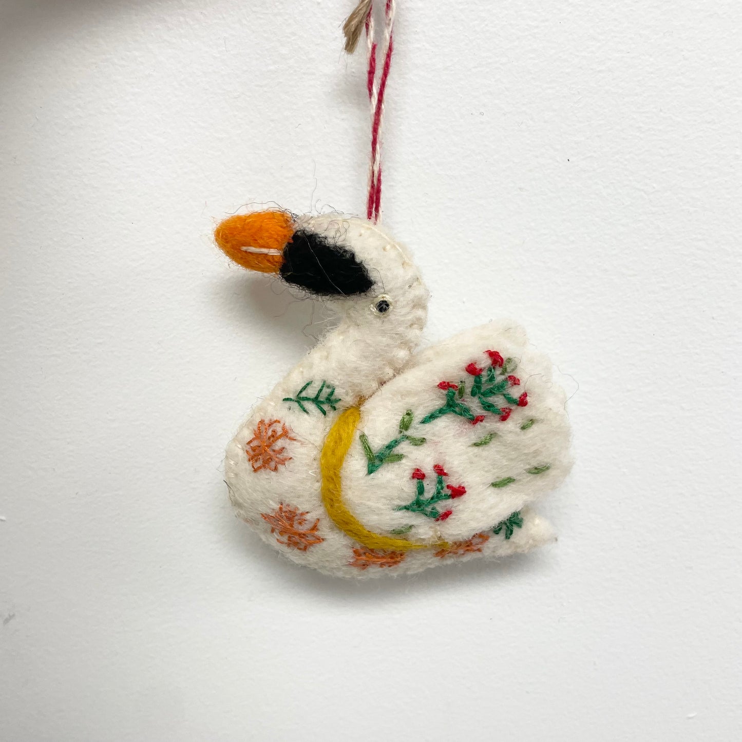 Felt swan ornament