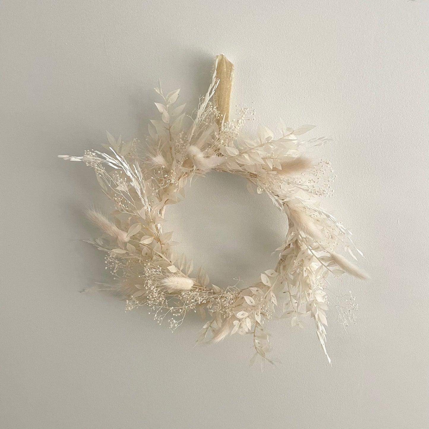 Mini white dried wreath